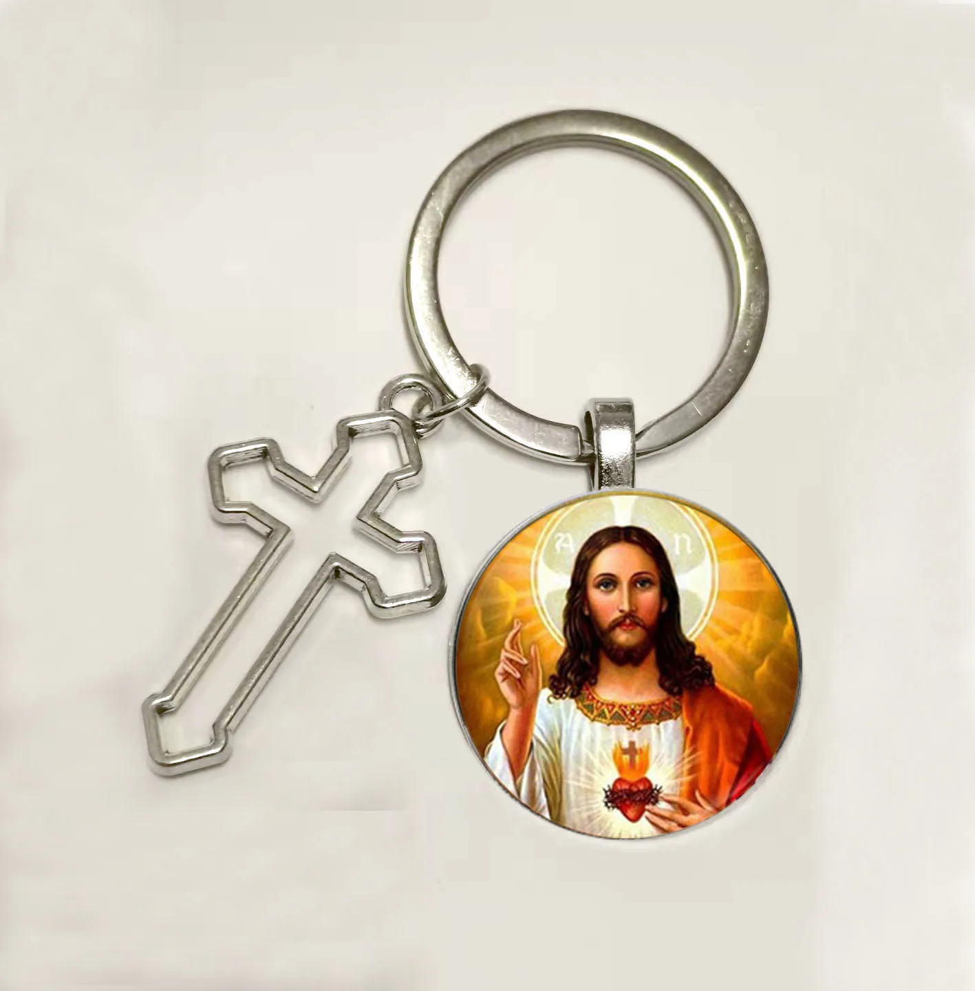 Hot! Girl Of The Sacred Heart Of Jesus Wholesale Luxury Brand Jewelry Glass Cabochon Keyring Angel Wings Keychain Jewelry That L