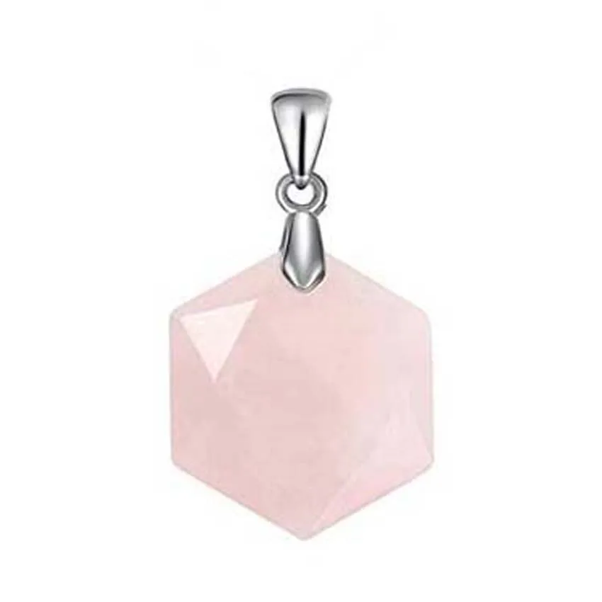 Crystal Pendant Natural Hexagram Crystal Quartz Star of David Hexagon Faceted Rose Quartz Magen David Pendant Jewelry For Men