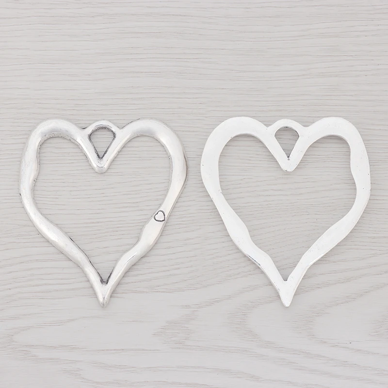 3 x Tibetan Silver Color Large Hollow Open Heart Charms Pendants for DIY Necklace Jewelry Making Findings Accessories 76x67mm