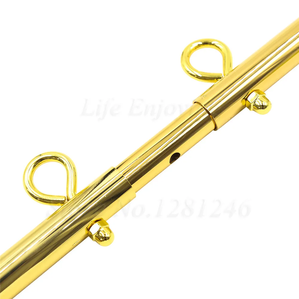 Golden Stainless Steel Adjustable Spreader Bar Set Sex Toy Couple Adult Games Bondage Restraints Slave Sex Swing Handcuffs Ankle