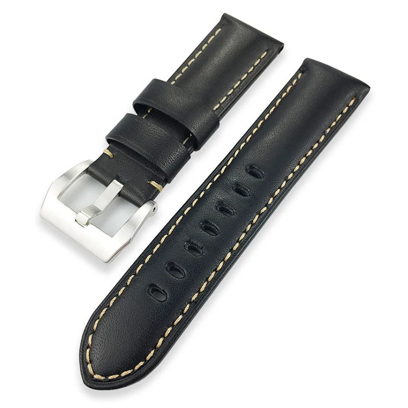 24mm Cowhide Genuine leather watch band special For PANERAI LUMINOR 1950 GMT SUBMERSIBLE PAM441 PAM438 Pin buckle strap for men