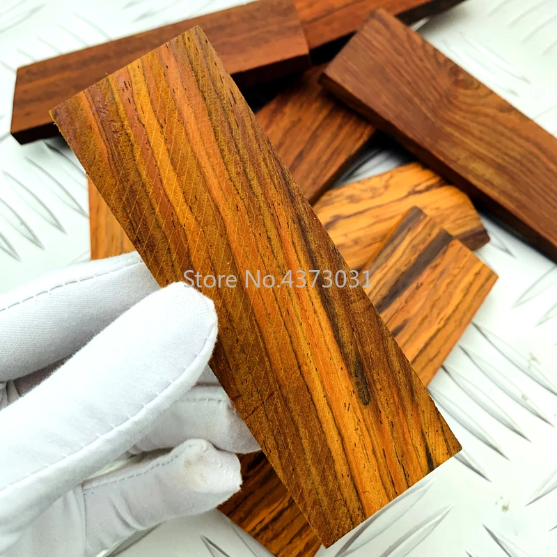 Matériau de manche de couteau à faire soi-même, 120x40x10mm, bois jaune Orange, matériau de Patch de manche de couteau-2 pièces