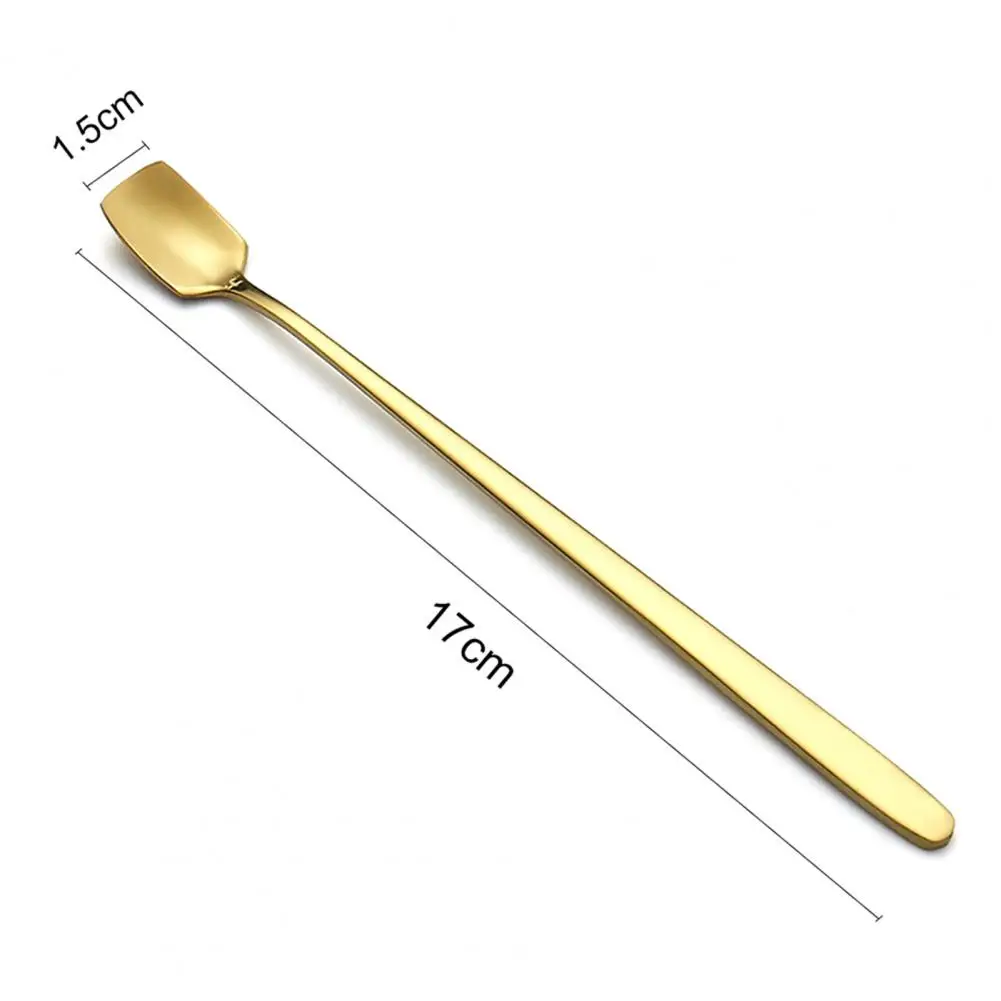 Stainless Steel Utensil Medicine Spoon Golden Portable Square Head Stainless Rust-resistant Steel Kitchen Soup Scoop for Cooking