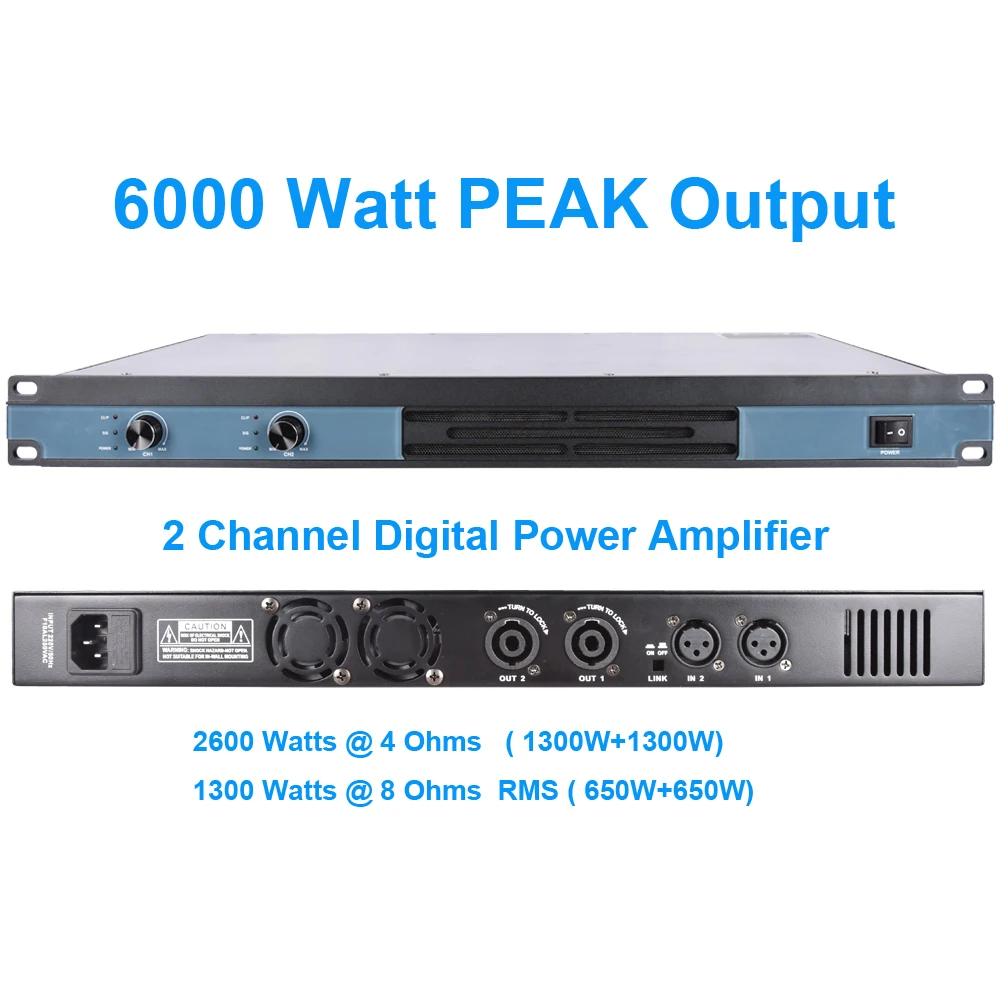 

2 Channel 6000 Watts Professional Digital Power Amplifier AMP Stereo MICWL Audio GB350