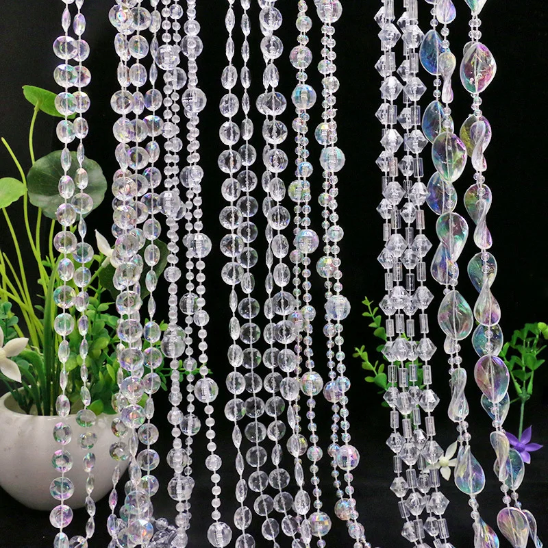 5M Transparent Fashion Acrylic Crystal Bead Curtain Indoor Home Decoration Luxury Wedding Party Backdrop Decoration Supplies