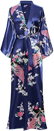 Sexy Women Long Robe With Pocket Wedding Bride Bridesmaid Dressing Gown Rayon Kimono Bathrobe Large Size S-XXXL Night Dress