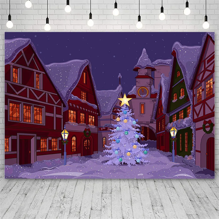 Avezano Backdrops Merry Christmas Tree Winter House Stars Night Background for Photo Studio Photophone Wallpaper Photozone Decor