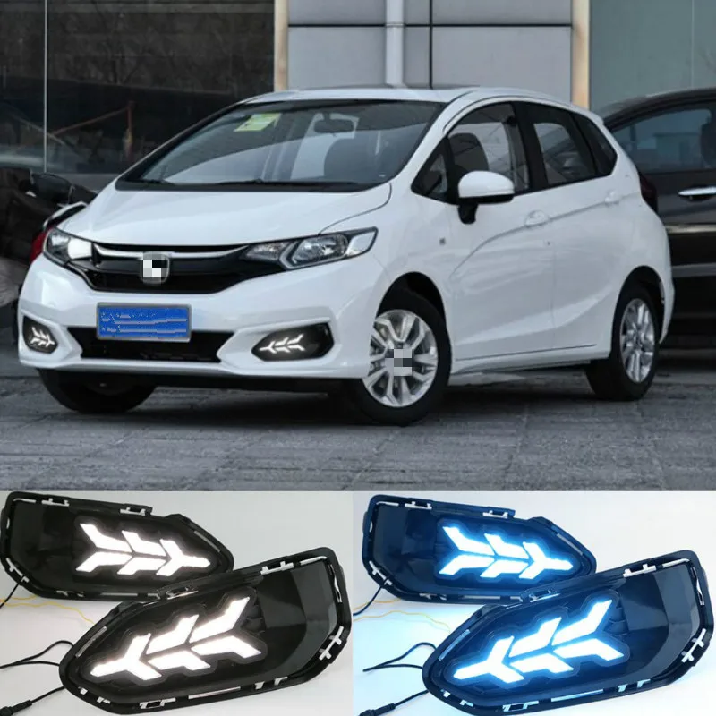 

2PCS LED Daytime Running Light For Honda Fit Jazz 2018 Car Accessories Waterproof 12V DRL LED Fog Lamp Decoration