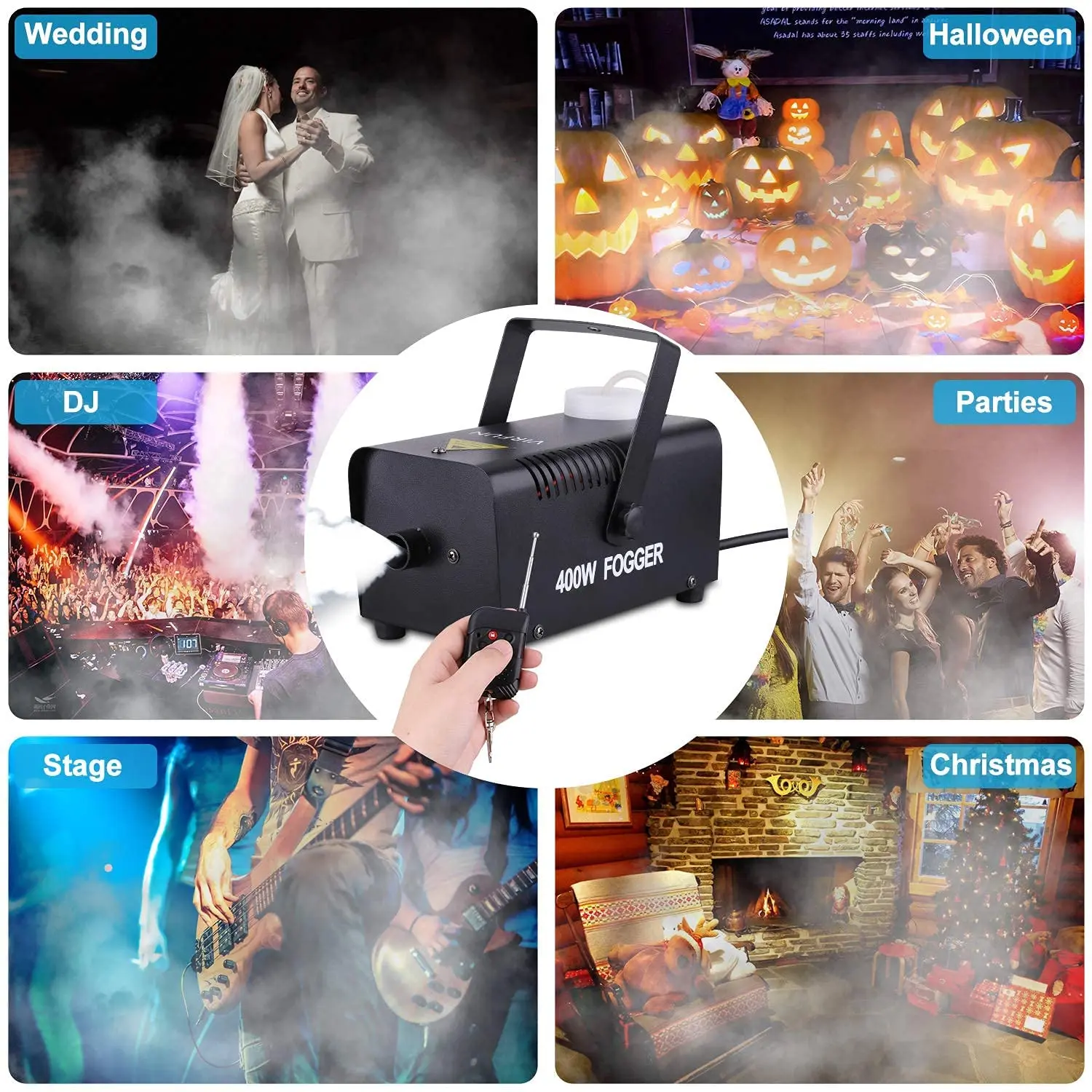 Halloween Fog Machine Draadloze Controle Rookmachine, Mist Rook Effect Generator Machine 400W, Podium Haze Sfeer Apparatuur