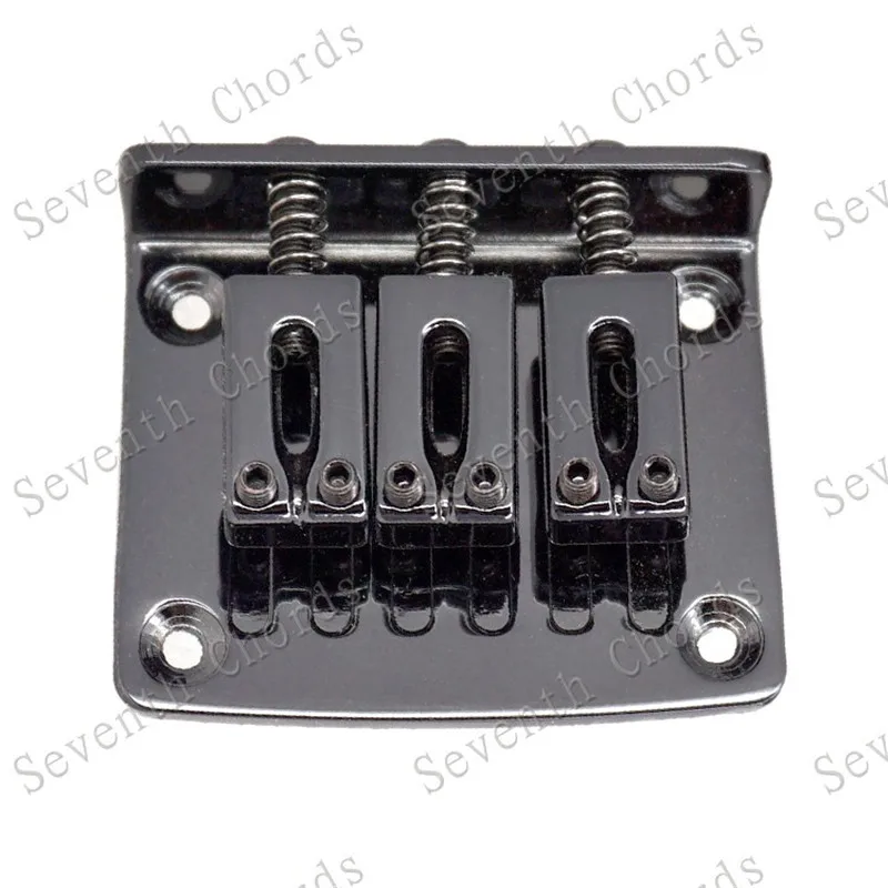 Gitarrenbrücke mit drei Saiten, verchromt, schwarz, silberfarben, zur Auswahl, Länge 50 mm, Gitarrenzubehörteile – Detail 6