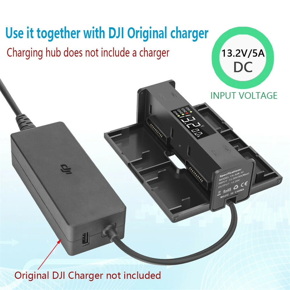 For DJI Air 2S Mavic Air 2 4 In1 Smart LED Battery Charger Digital Display Charging Hub