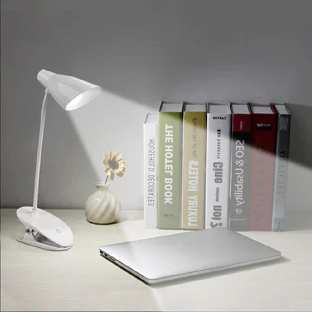 Touch Switch Clip LED Desk Lamp Modern 3 Levels Dimming USB Plug-in Reading Study Light Table Lamps for College Dorm Bedroom