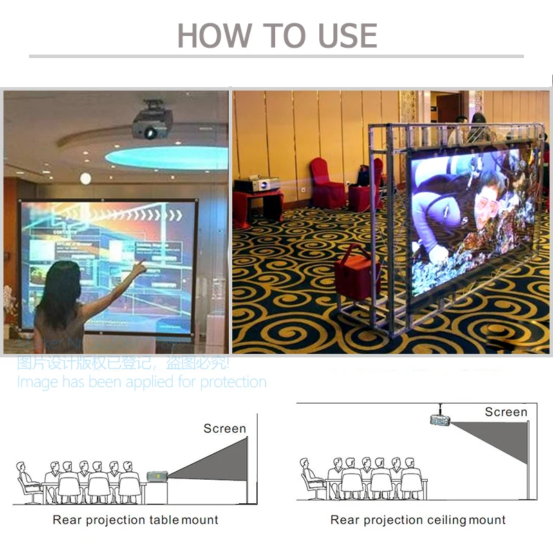 Vendita | Schermo proiettore AUN 133/120/100 pollici addensare materiale panno bianco portatile pieghevole per Home Theater 1080P 4K 2K