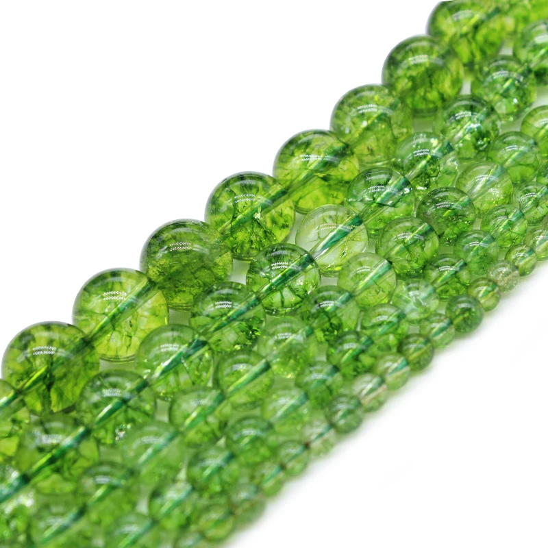 Green Peridot Crystal Beads Natural Stone Olive Quartz Round Loose Beads For Jewelry Making Diy Bracelet 15