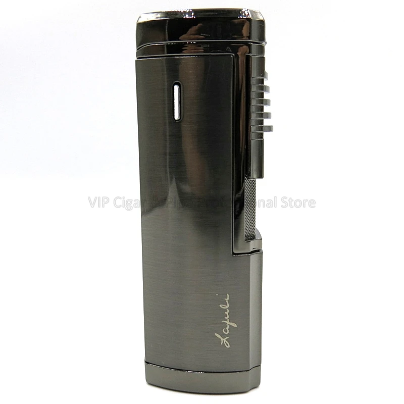 High-end Metal Cigar Cigarette Tobacco Lighter 4 Torch Jet Flame With Punch Windproof Smoking Tool Refillable