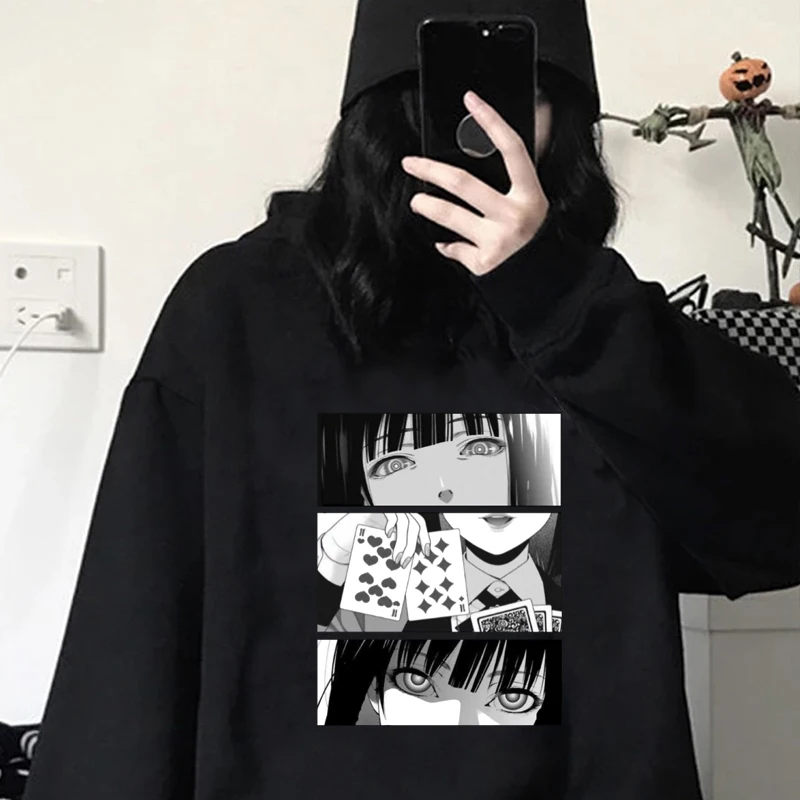 Y2K Kakegurui Funny Cartoon Aesthetic Winter Hoodies Women Harajuku Japanese Anime Sweatshirt Graphic Streetwear Hoody Female