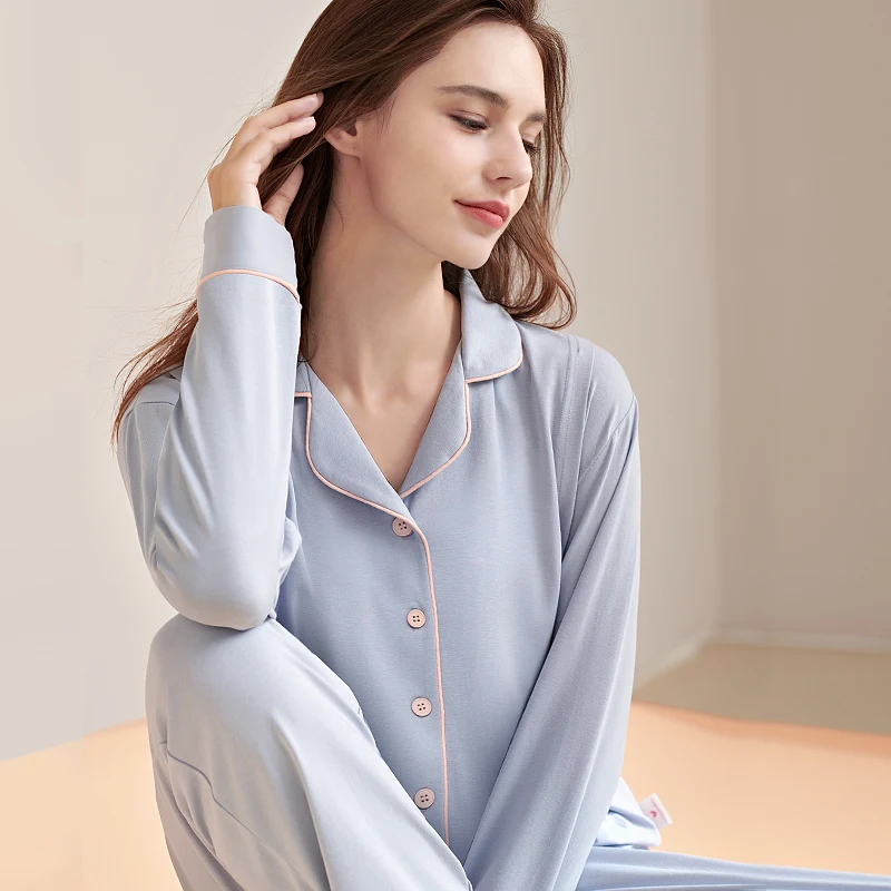 Thick Pure Cotton Pajamas for Women, Sleepwear, Loose, Comfortable, Warm, Long Sleeve, Home, Spring / Fall / Winter Collection