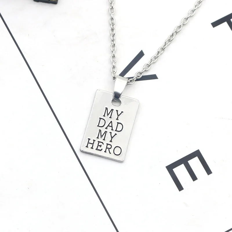 Hot Sale Father\'s Day Gifts My Dad My Hero Pendant Necklace Chains Father Daddy jewelry