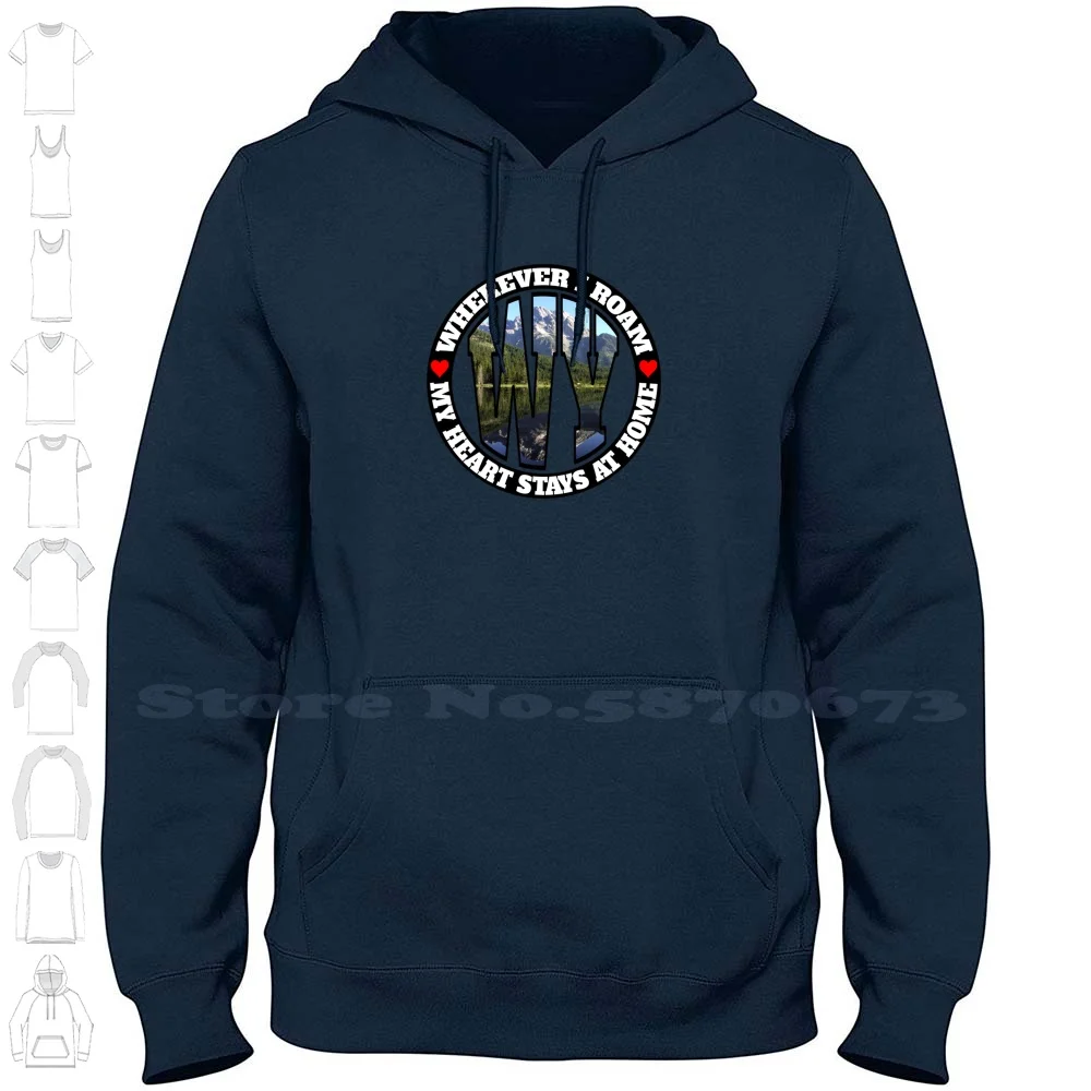 Heart Stays Home-Wyoming 100% Cotton Hoodie T-Shirt Wyoming Jacksonhole Cody Laramie Cheyenne Casper Sheridan Riverton Lander