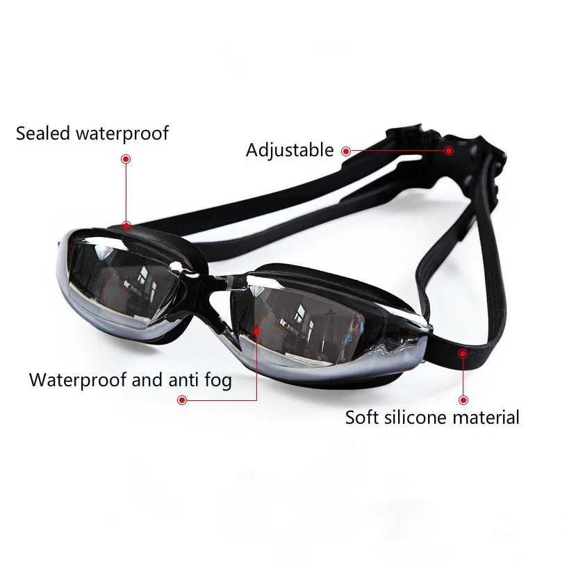 New 4 Pcs Electroplating UV Waterproof Anti fog Swimwear Eyewear Swim Diving Water Glasses Gafas Swimming Goggles Women Men 2022