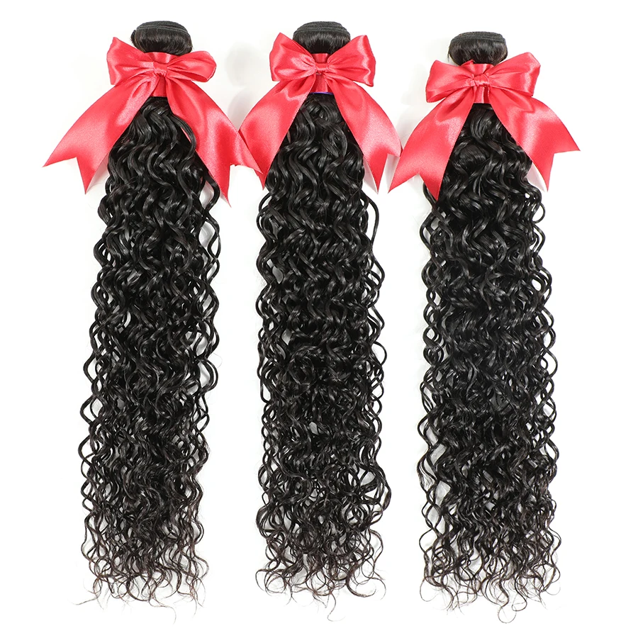 Missanna 34 36 38 Inch Water Wave Bundles With 6x6 Lace Closure Brazilian Hair Wavy Curly Human Hair 3 Bundles With Closure