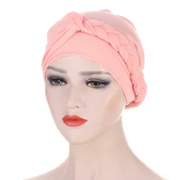 Femmes dame musulman tresse tête Turban enveloppement couverture Cancer chimio islamique arabe casquette chapeau perte de cheveux Bonnet bonnets 6