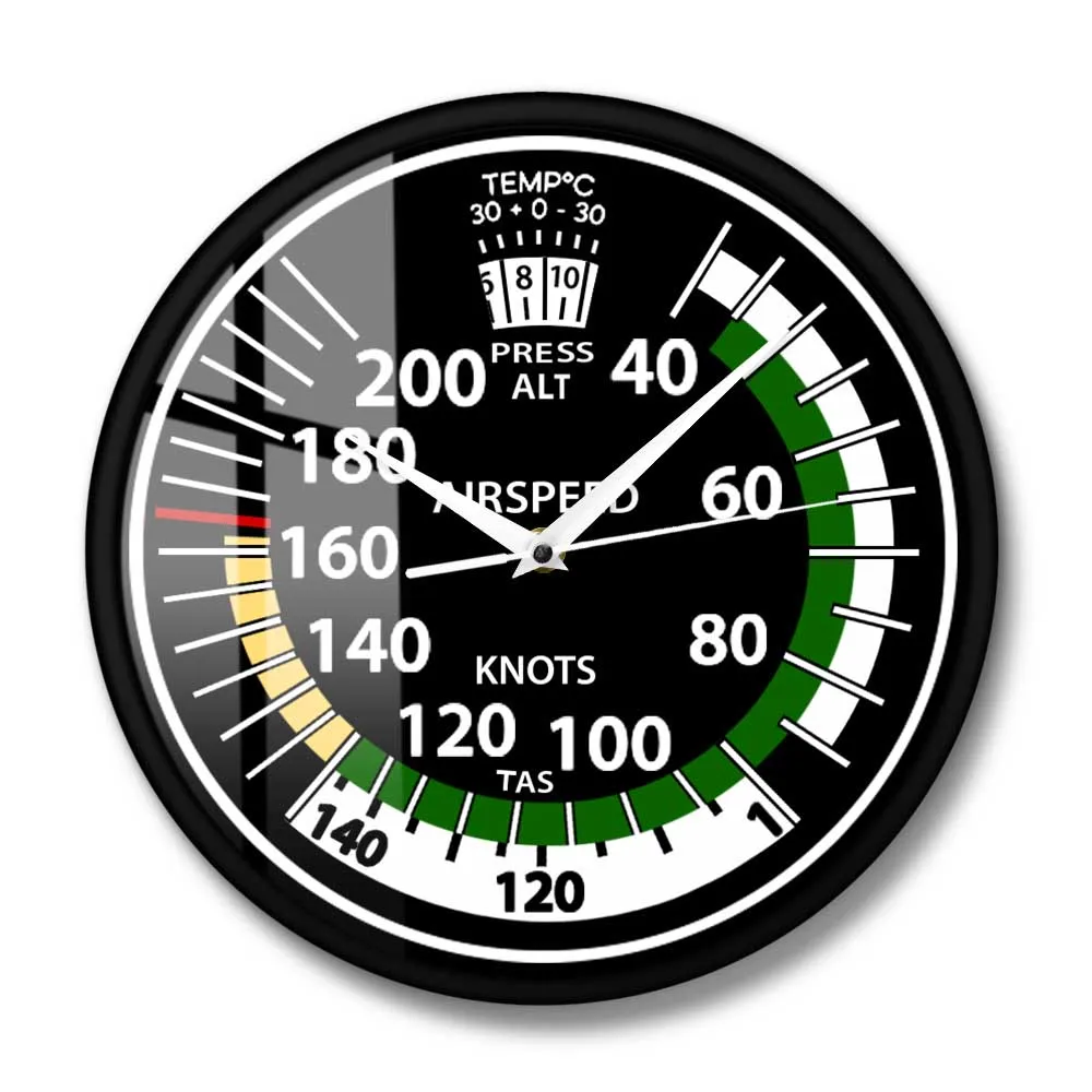 Airspeed Indicator Wall Clock For Pilot Home Décor Airplane Instrument Silent Swept Clock Aviator Mancave Artwork Timepieces
