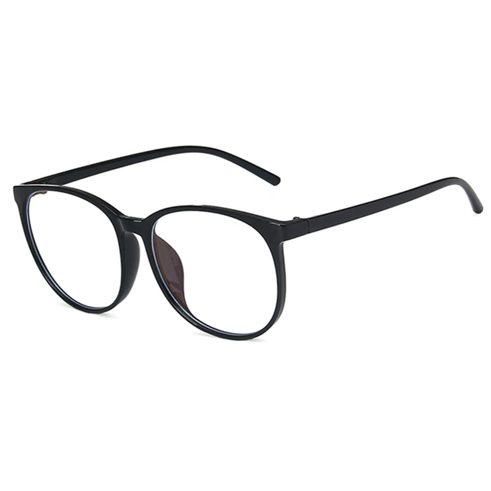 Oversized Round Horn Rimmed Eye Glasses Clear Lens Oval Frame Anti-Blue Anti Eyestrain Headache for Reading/Gaming LL@17