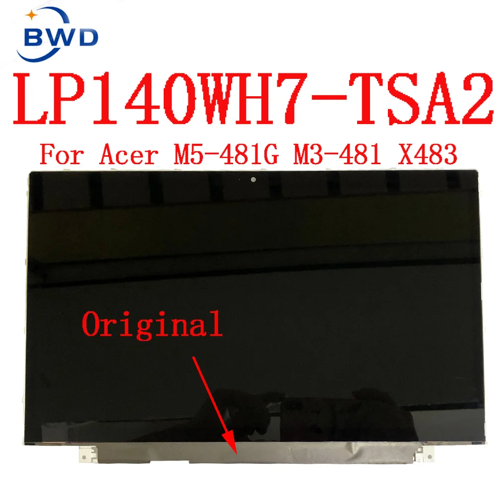 Imagem -02 - Painel de Tela Led Portátil Lp140wh7 Tsa1 Lp140wh7 Tsa2 Lp140wh7 ts a2 para Acer m5 481g 481t 841t M3481 X483 Matriz de Exibição 14