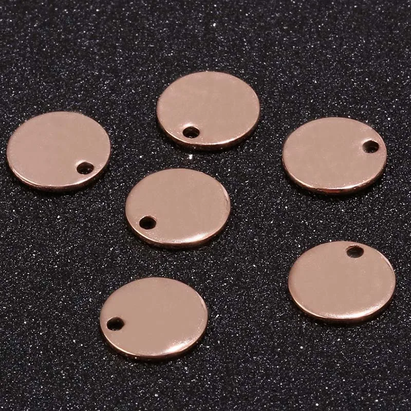 80pcs/lot Stainless Steel 8mm/10mm Stamping Blank Circle Charms Findings
