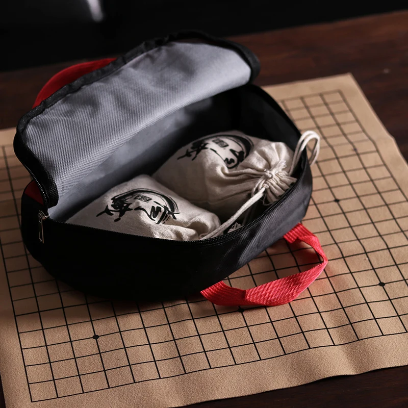 Hot Portable Cloth Bag 19 Line Standard On International Go Game Chess Set Suede Leather Board Game Melamine Pieces Weiqi Gomoku