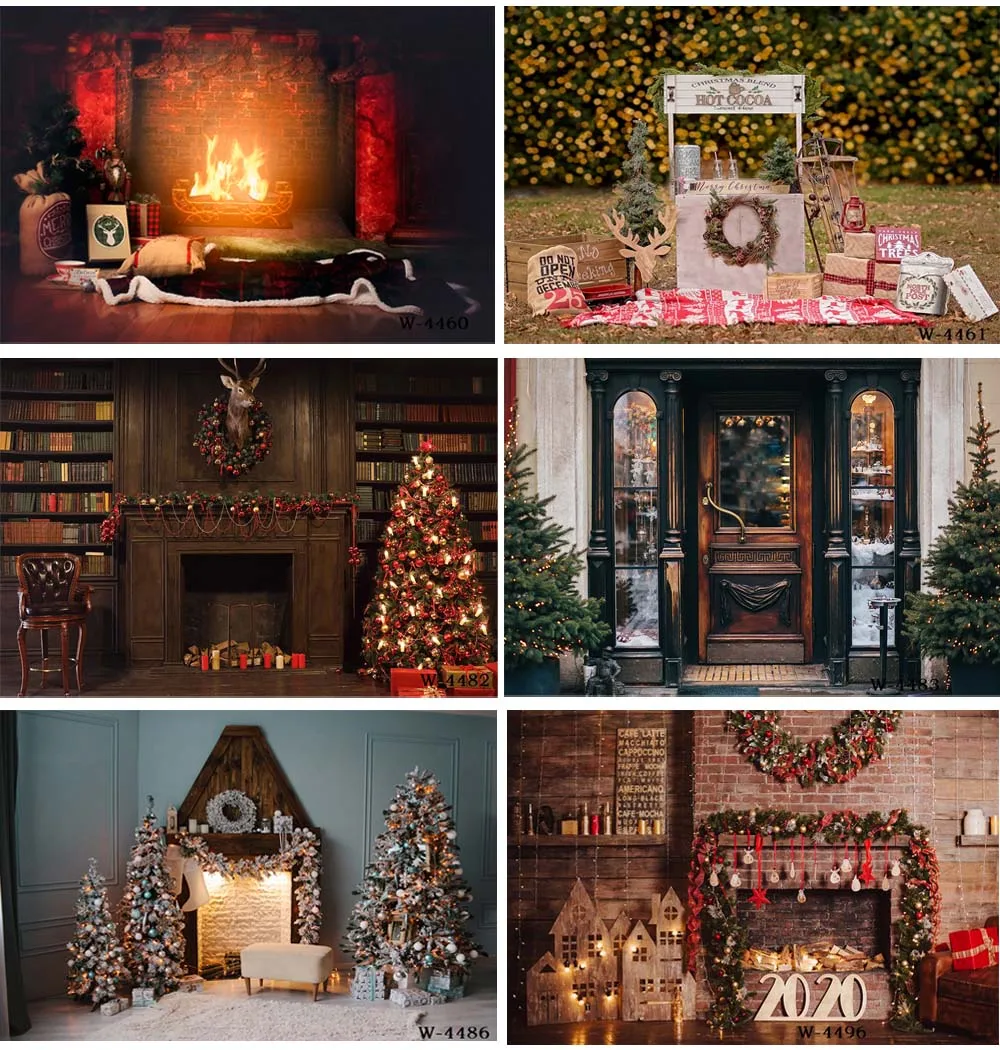 Photography Backdrop Christmas Decoration Fireplace Winter Family Party Banner Baby Newborn Portrait Background Studio Props