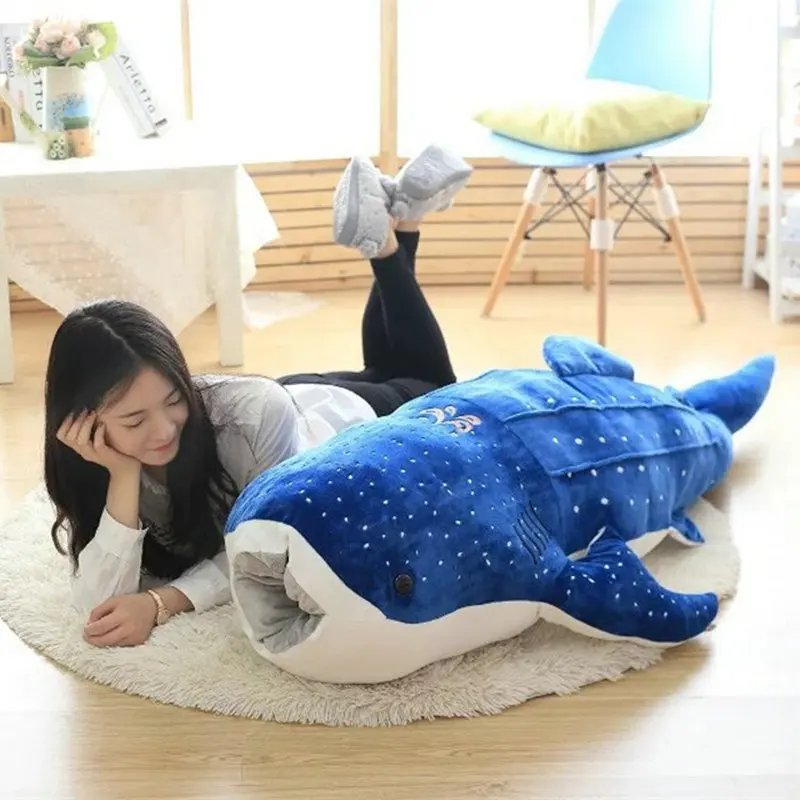 50-120CM New Style Blue Shark Plush Toys Big Fish Cloth Doll Whale Stuffed  Animals Children Birthday Gift