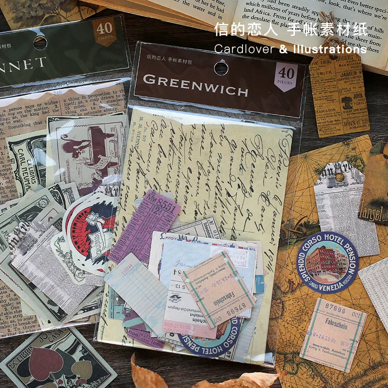 40 pcs Renaissance Series Journal Decorative Stickers Scrapbooking Stick Label Diary Stationery Album Vintage flower Stickers