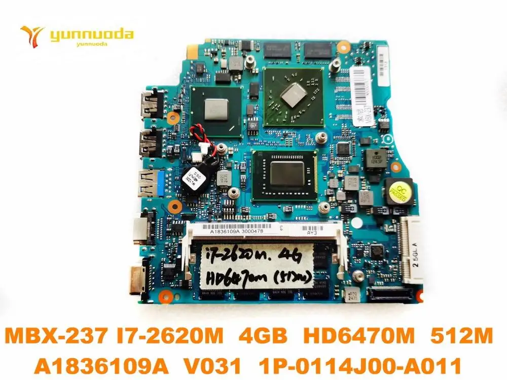 

Original for SONY MBX-237 laptop motherboard MBX-237 I7-2620M 4GB HD6470M 512M A1836109A V031 1P-0114J00-A011 tested good