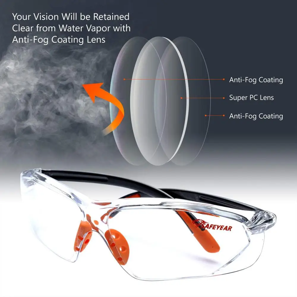 SAFEYEAR Safety Glasses Z87+ Lab Work Protective Anti-Fog Seal Eye Protection Goggles Work Glasses Anti-Scratch