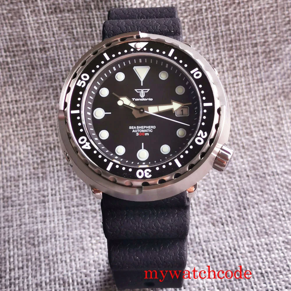 46.5Mm Tandorio Thương Hiệu Hàng Đầu Nhật Bản NH35A 20ATM Lặn Hồ Nam Kính Sapphire Dạ Quang Đánh Dấu Dây Cao Su Màu Đen