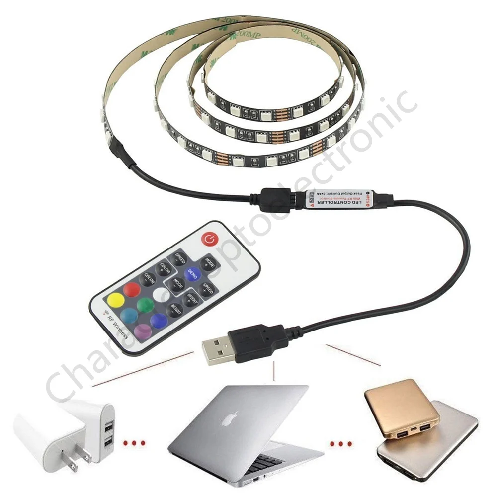 IP20 / IP65 1m 2m 3m 4m 5m DC 5V RGB Flexible USB led strip light 5050 SMD sting Ribbon Adhesive tape TV Background lighting