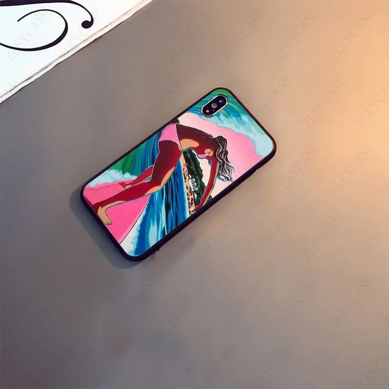 urfboard surfing art surf Girl Phone Case For iphone 13pro 14pro 15pro 12pro 11pro xs max 7 8 XR 12 15plus 13mini SE cover Coque