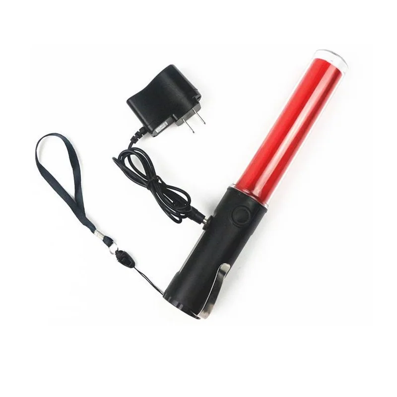 36 cm Lunghezza Esterna Ricaricabile Traffico Testimone di Controllo del Fuoco Fluorescente Rod LED di Sicurezza Della Polizia Comando Bastone
