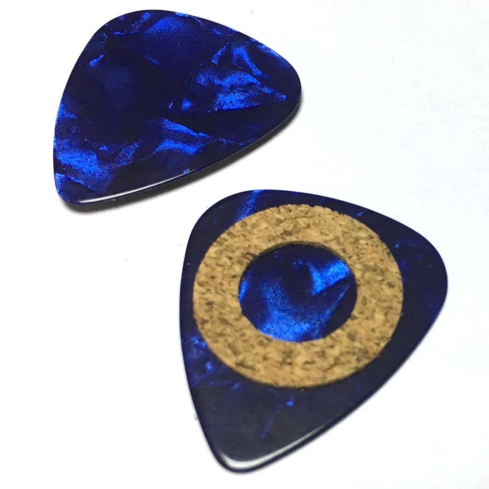 Lots of 50pcs Blue Pearl Celluloid Guitar Picks 0.71mm 0.96mm w/ Cushion Ring