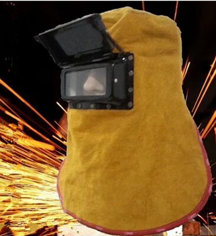 

New Leather Welding Helmet Mask W/ Solar Auto Darkening Filter Lens Welder Hood H#