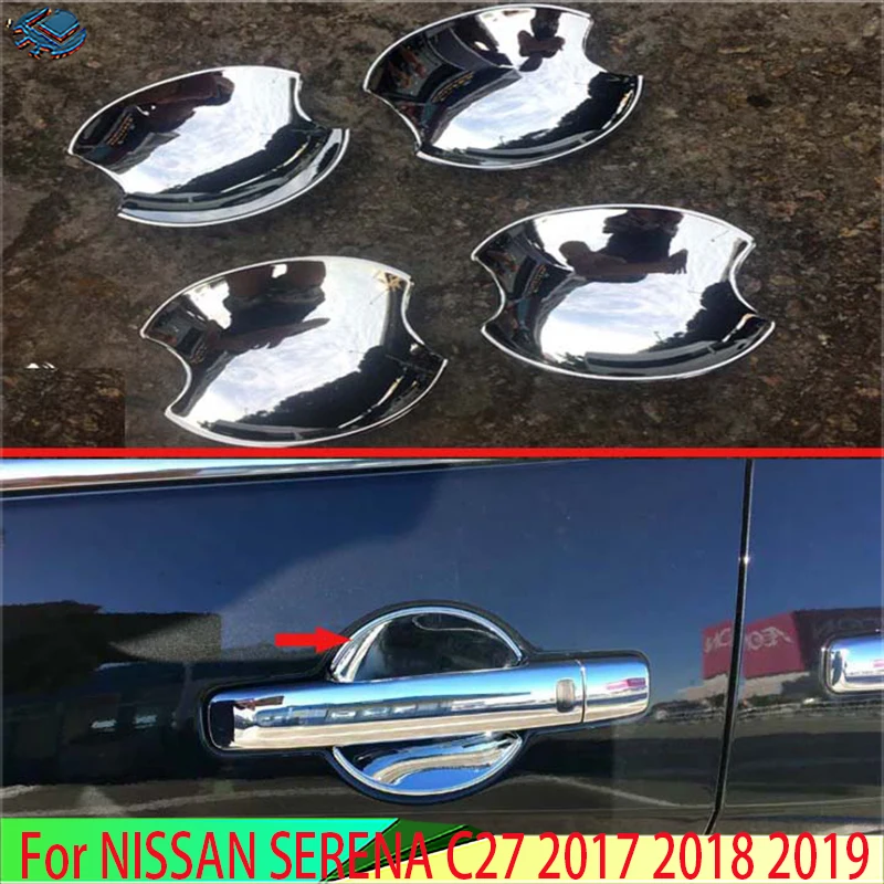 For NISSAN SERENA C25 C26 C27 2005-2019 Car Accessories ABS Chrome Door Handle Bowl Cover Cup Cavity Trim Insert Catch Molding