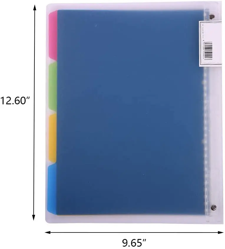 A4 binder portfolio notebook with 30 rings/holes, 5 subject spiral paper notecook 4 colored PP dividers with tabs for labels