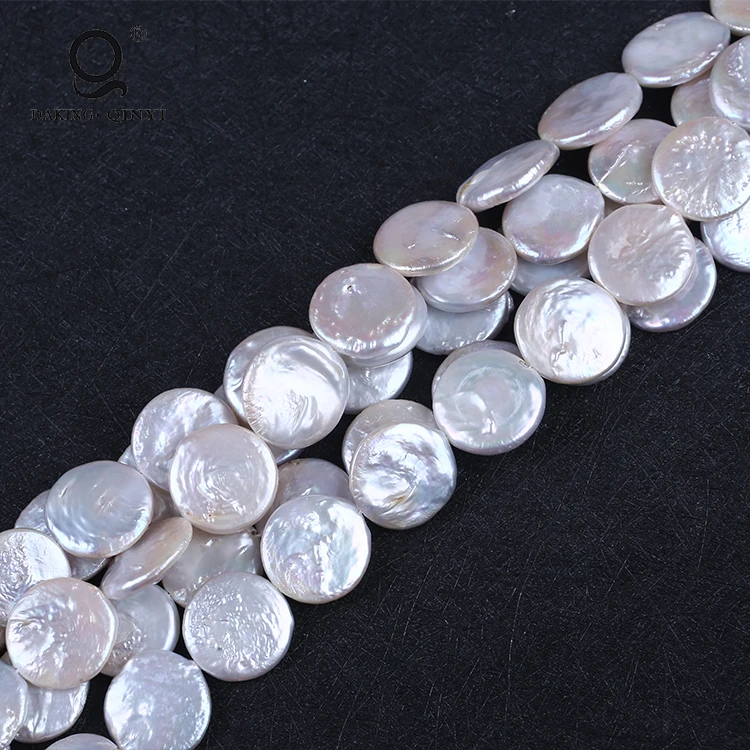 

Wholesale 12-20mm White Coin Shape AA Natural Freshwater Loose Pearl