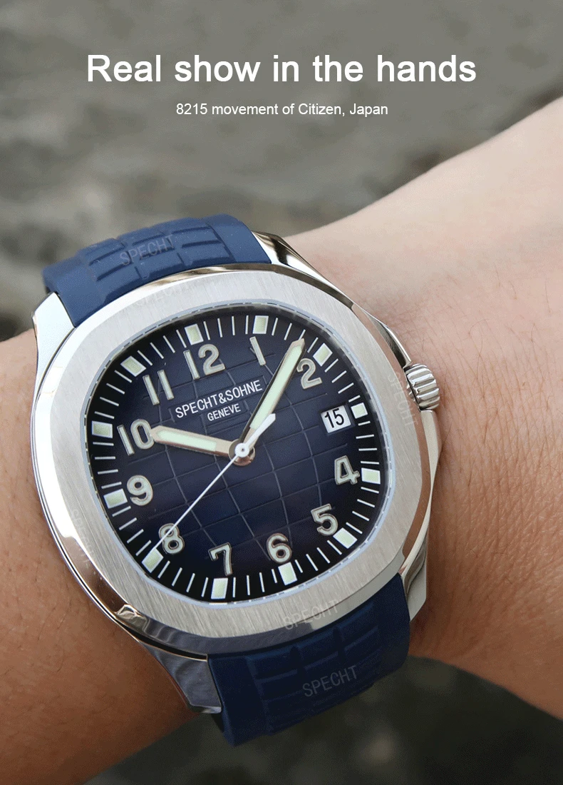 Specht & Söhne Marke Automatische Mechanische Uhren Sport Armbanduhren Grün Saphir Leucht 50M Wasserdicht Relogio Masculino – Detail 5