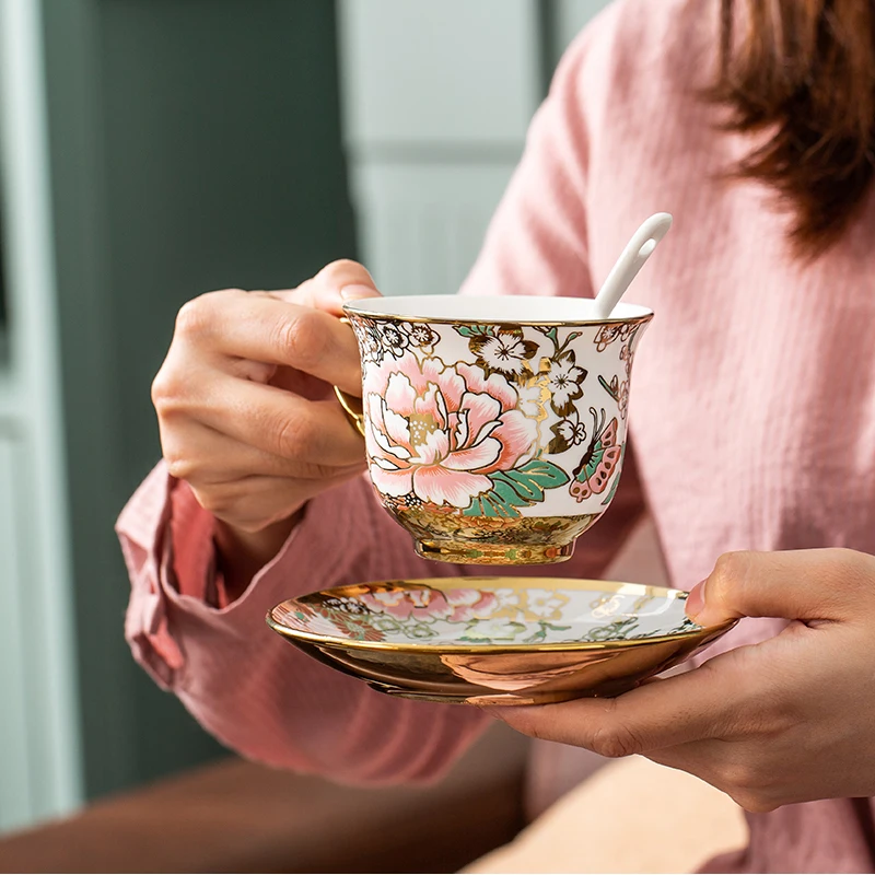 Nordic Bone China Mug Cup and Saucer Set, Creative Coffee Set, Teacup Porcelain, Tea Party, Home Decoration, Drinking Gift