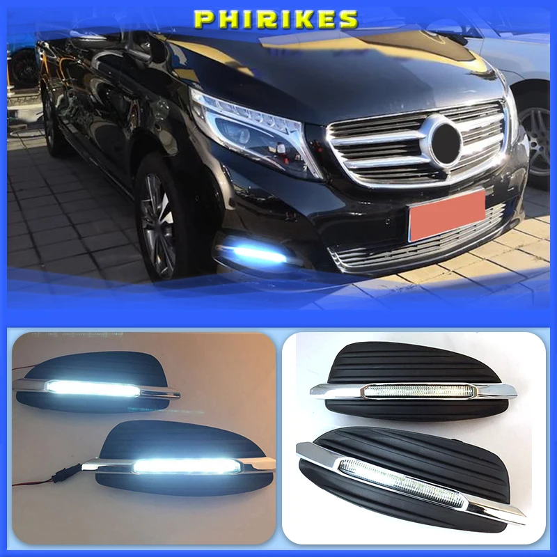 2PCS LED Daytime Running Light Car Accessories 12V DRL Fog Lamp For Mercedes Benz V-Class Vito V250 V260 2016 2017 2018