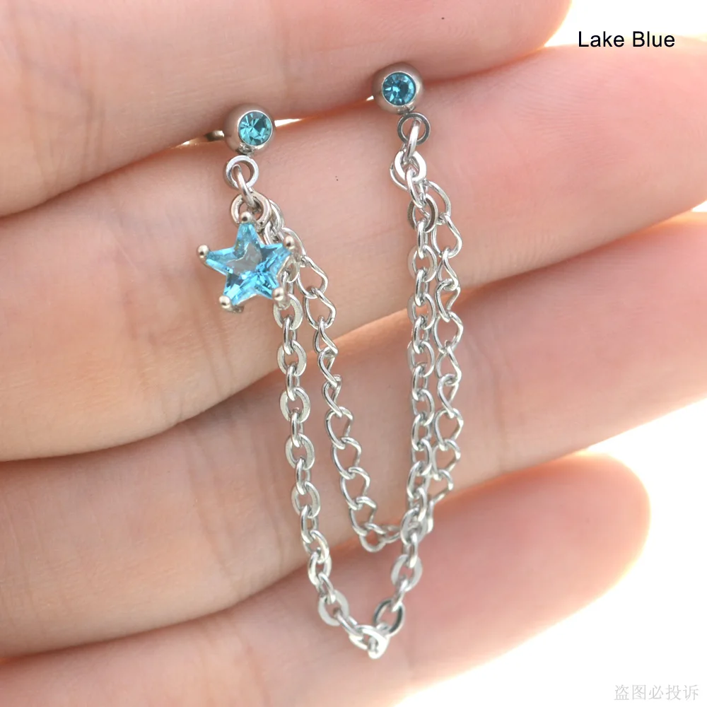6mm Bright Bijoux Star Tragus Piercing Helix Piercing Cartilage Earrings Stainless Steel Tassel Earrings Nose Ring Ear Jewelry