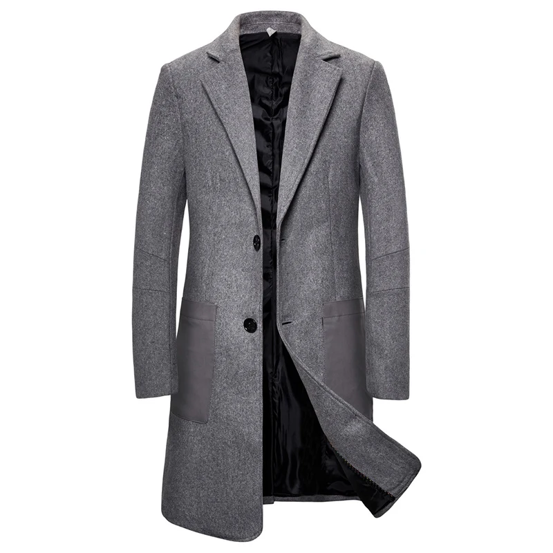 

New Arrivals Men Winter Wool Blends Coat British Style Slim Fit Long Woolen Coat Men Brand Windbreaker Jacket Overcoat